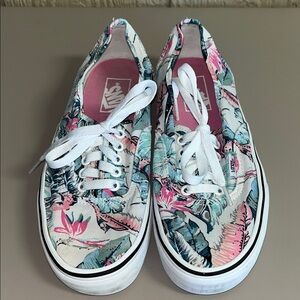 Vans Canvas Shoes Women’s Feathers Print Tropical White | size 8